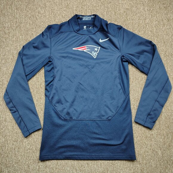 NIKE Hyperwarm Shield Shirt Men Small Blue NEW ENGLAND PATRIOTS NFL Long Sleeve - Picture 1 of 10